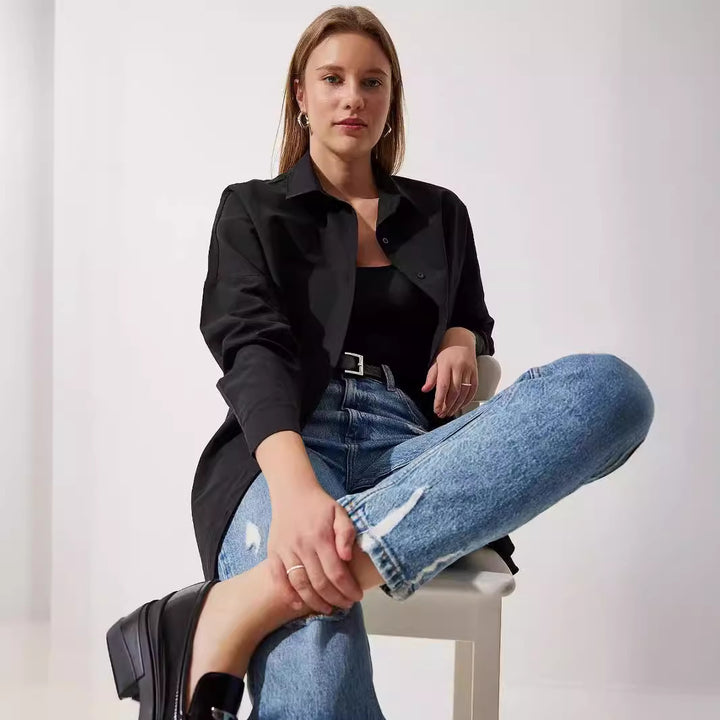Dame Oversized Bluse med lange ærmer Stilla