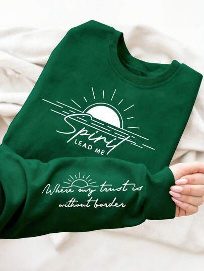 Kvinders sweatshirt med inspirerende print og blødt flydende stof Stilla