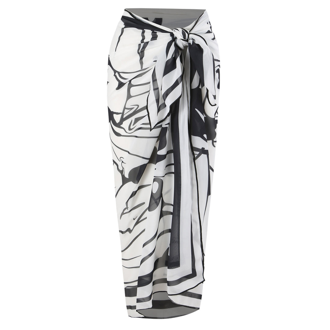 Dame badedragt med asymmetrisk flæse og matchende sarong Stilla