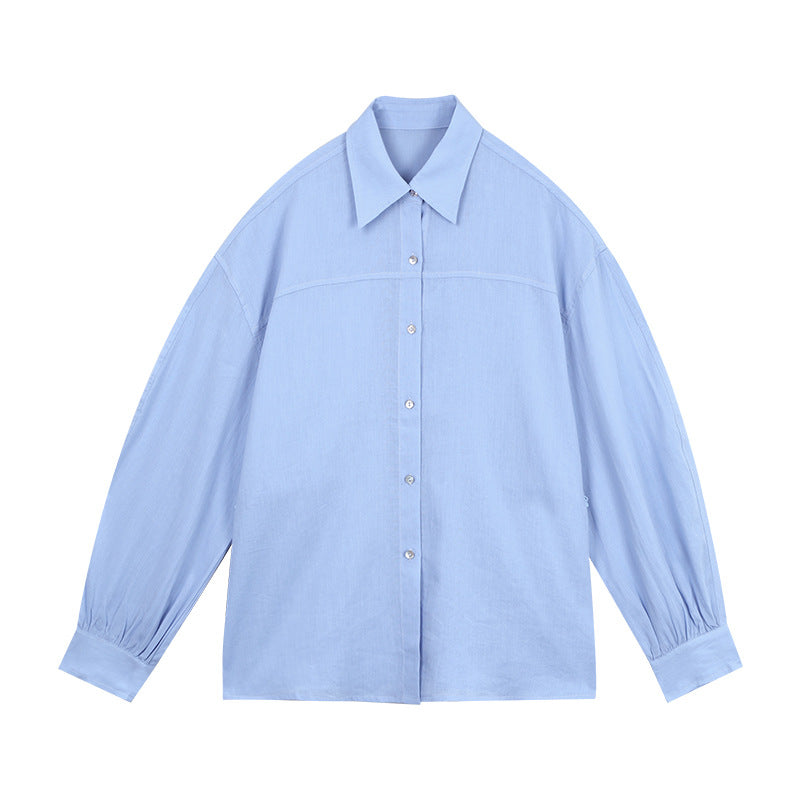 Dame Oversized Skjorte bluse i åndbart stof med stilfuld krave Stilla