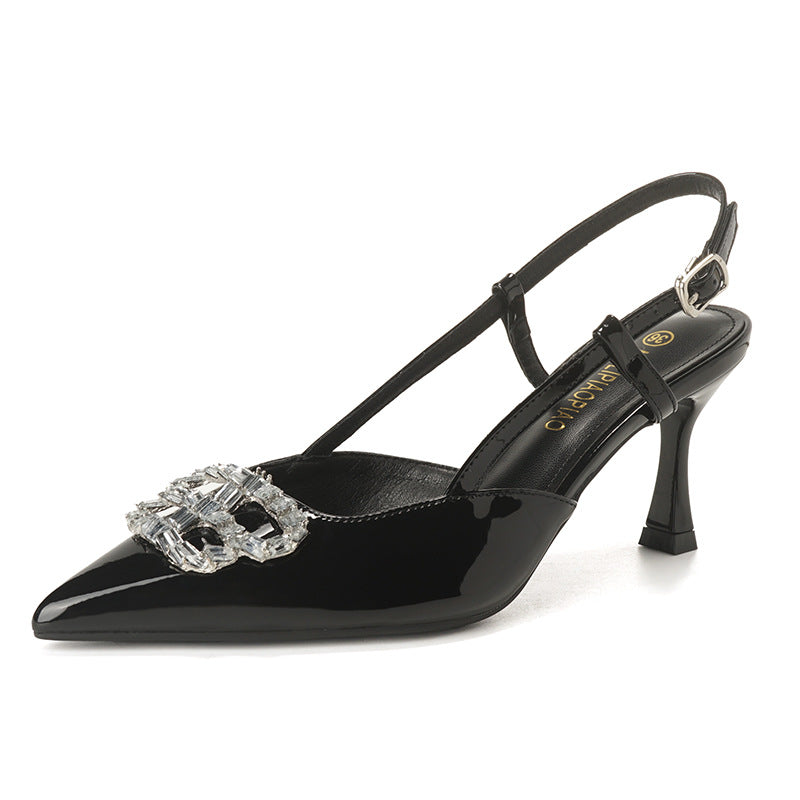 Dame Sling-Pumps med funklede dekorelementer og elegant hælhøjde Stilla