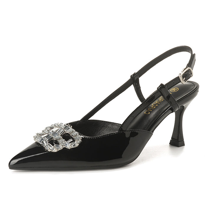 Dame Sling-Pumps med funklede dekorelementer og elegant hælhøjde Stilla