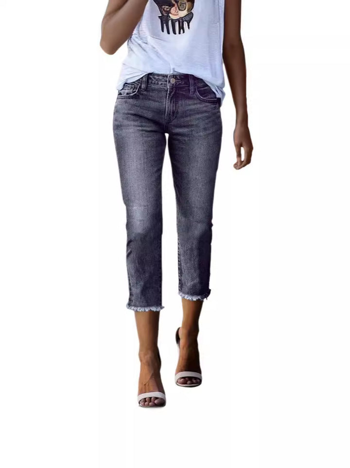 Dame tidløse jeans i moderne snit med cropped ben Skovae