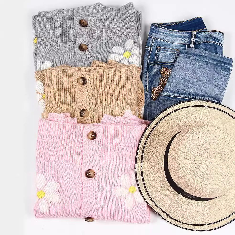 Dame cardigan med blomsterapplikationer Stilla