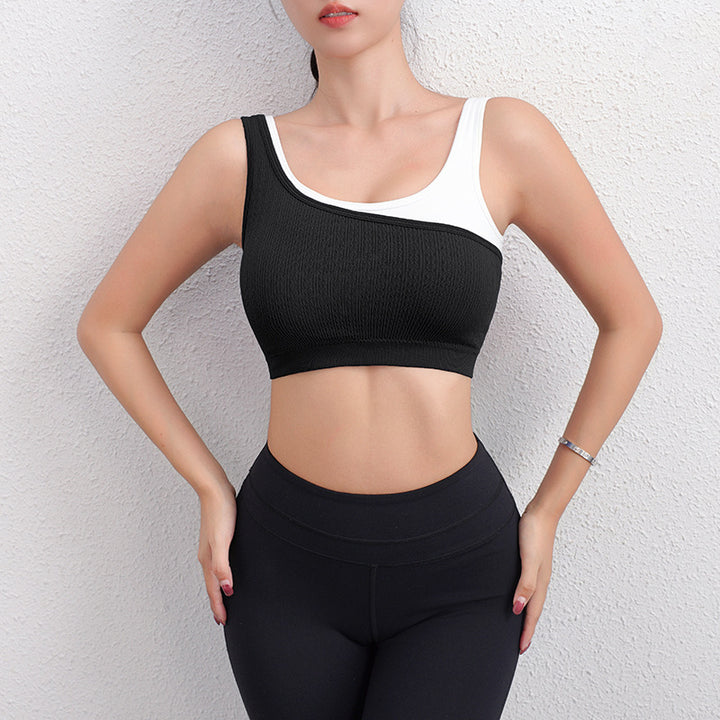 Dame Sport-Crop-Top med asymmetrisk design og åndbart stof Stilla