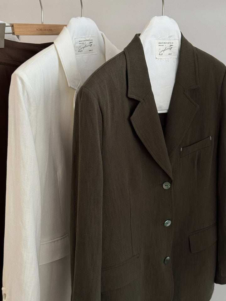 Damer afslappet linned blazer med struktureret finish Stilla