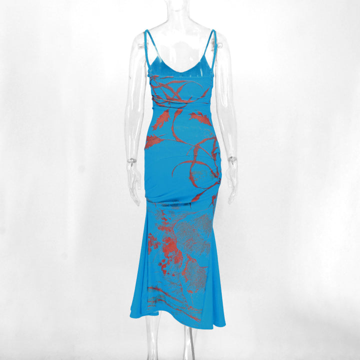 Dame maxikjole med raffinerede draperinger og blomsterprint Skovae