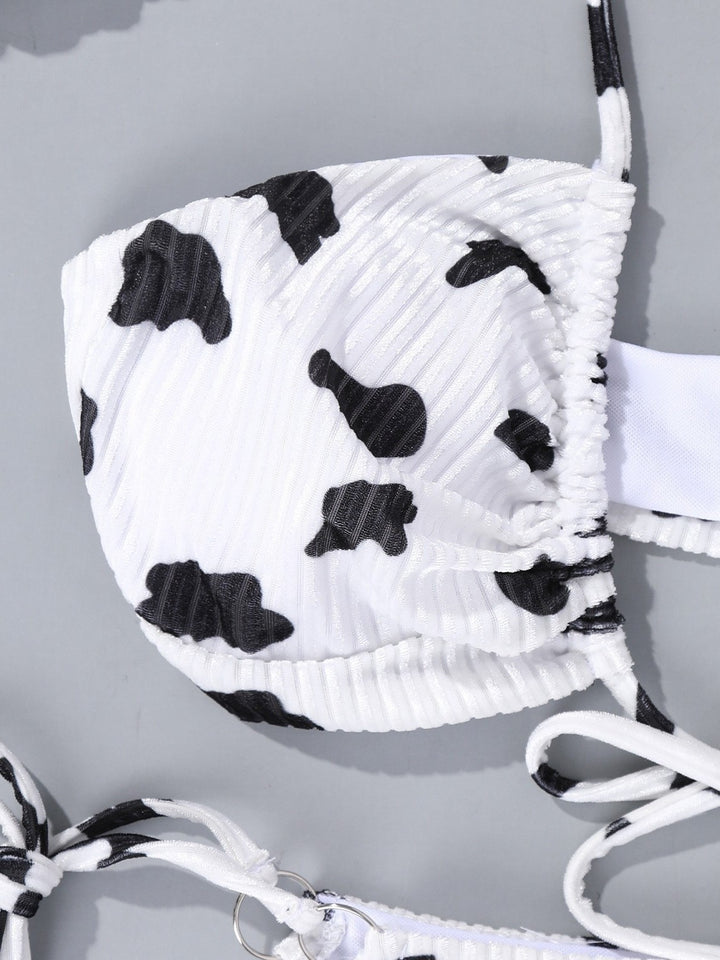 Damer Rib-Cowprint-Bikini-Sæt Stilla