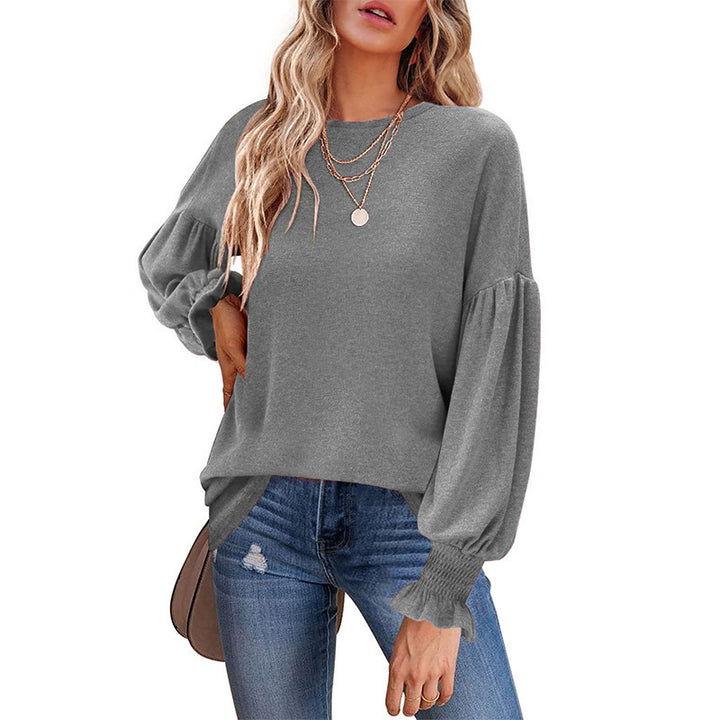 Dame sweater med elegante ballonærmer og finstrik Stilla