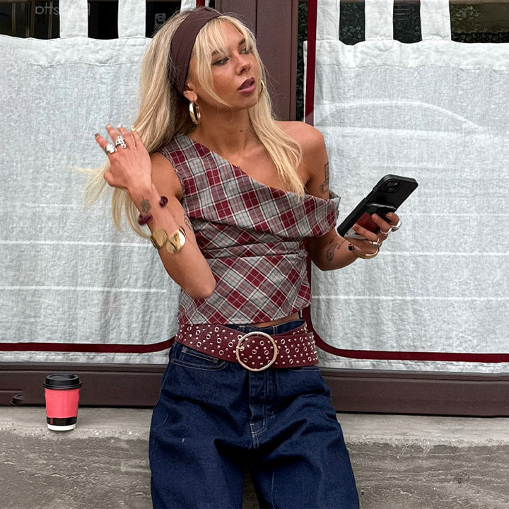 Dame Karo-Crop-Top med afslappet snit Skovae