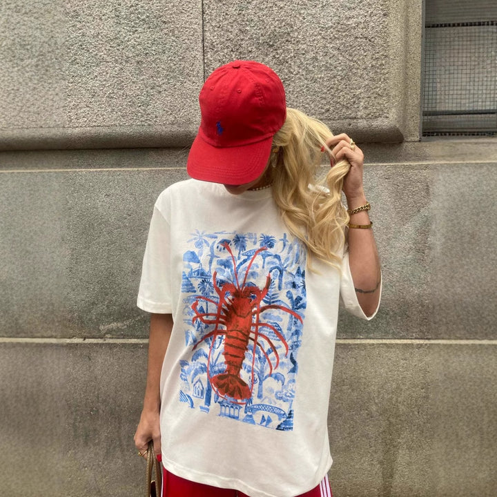 Dame T-shirt med kunstnerisk motiv i vintage-stil Skovae