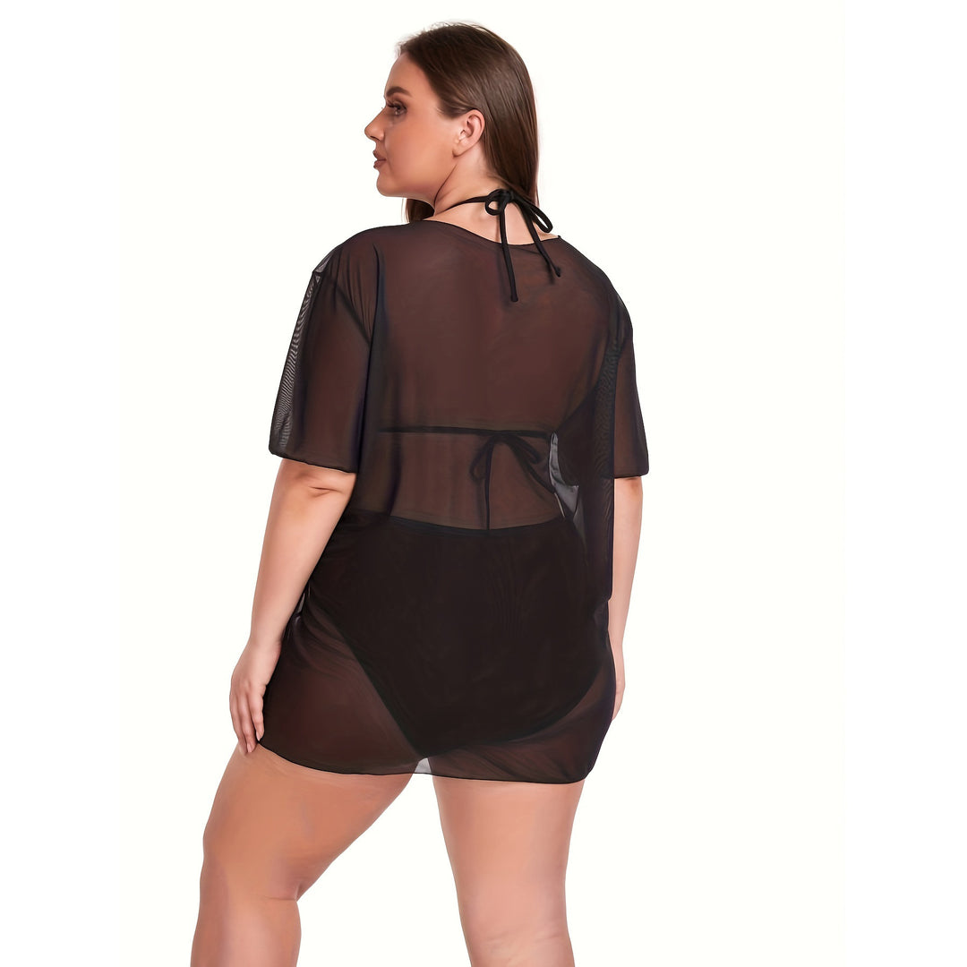 Dame Transparent Strandbluse med sommerligt tryk Skovae