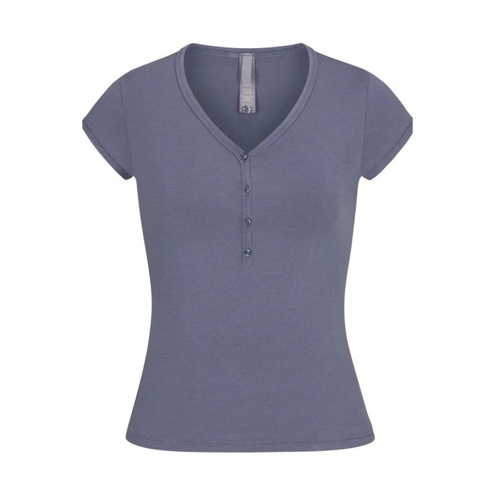 Damer Kortærmet Henley T-Shirt Stilla