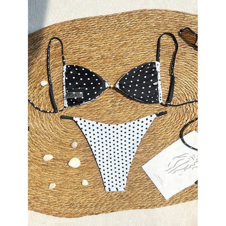 Dame triangel-bikini med prikkemønster Skovae