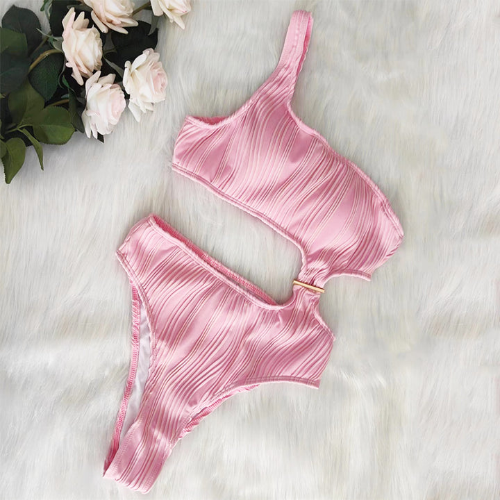 Femme Asymmetrisk Rib-Bikini-Sæt Stilla