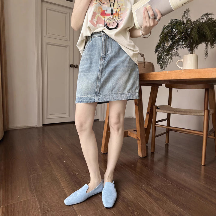 Damer Denim-miniskørt med høj talje og moderne detaljer Stilla