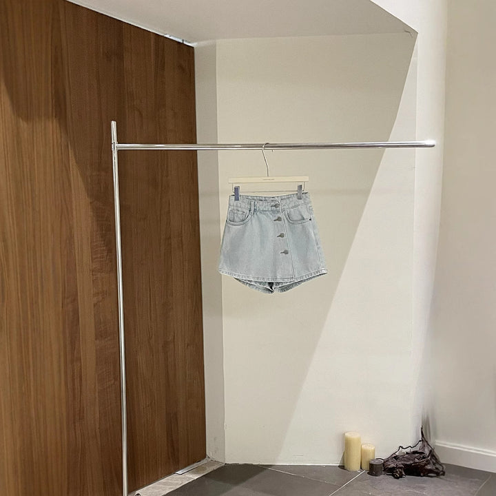 Dame Denim-shorts med knaplukning og let vintage-look Stilla