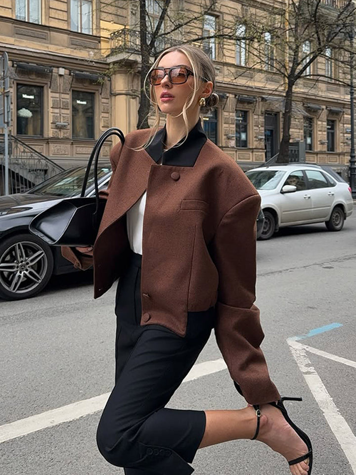 Dame Uld Crop-Jakke med moderne snit Stilla