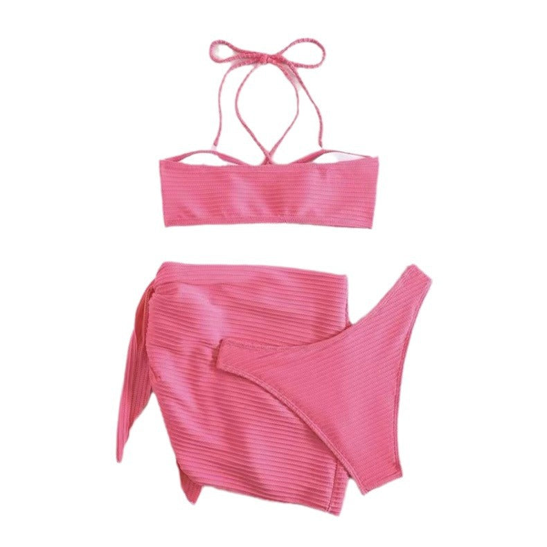 Dame Rynkede Bandeau Bikinisæt med Sarong Indpakning Stilla