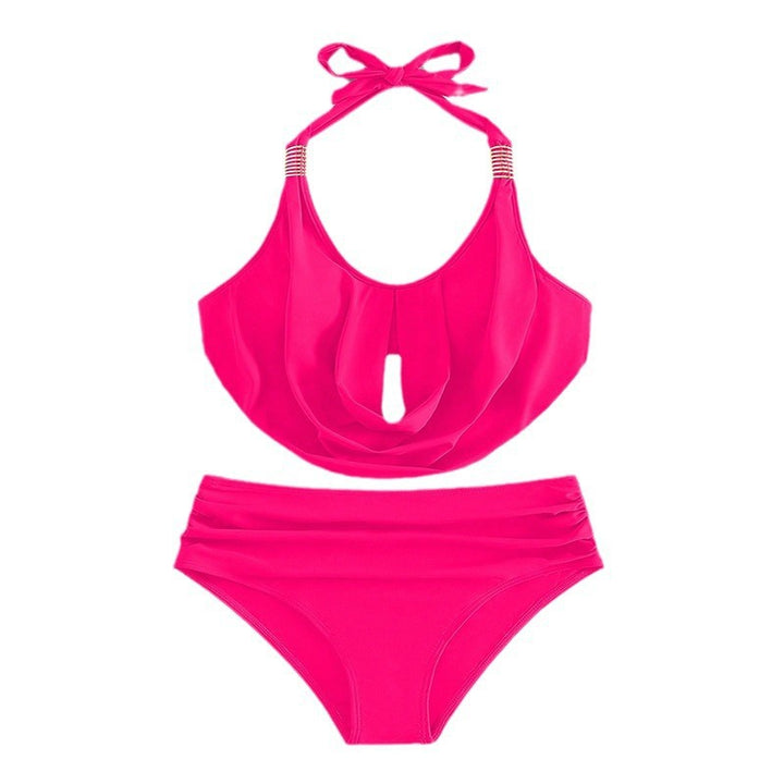 Dame one-piece badesuit med raffineret drapering og gyldent accent Skovae