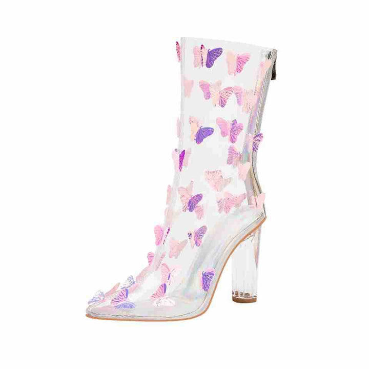 Femme sommerfugle-dekoreret klare stiletto-booties Stilla
