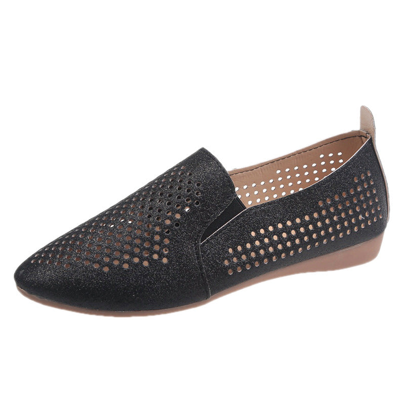 Dame elegante slippers med glitrende overflade og åndbare perforeringer Stilla