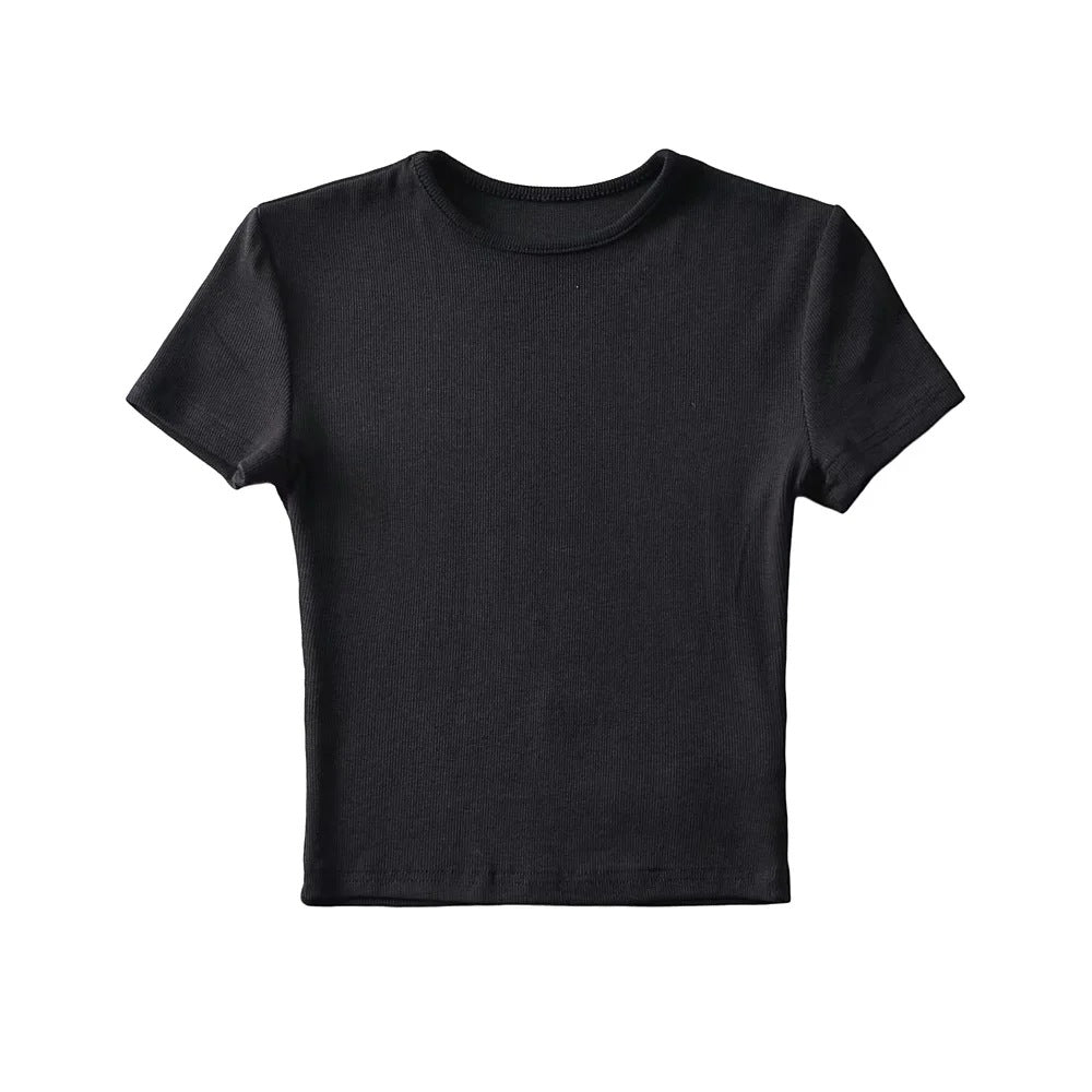 Dame enkelt T-shirt lavet af høj kvalitet bomuldsblanding med fin ribstruktur Stilla