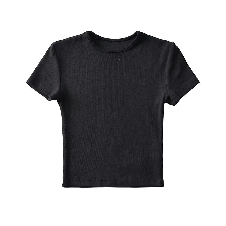 Dame enkelt T-shirt lavet af høj kvalitet bomuldsblanding med fin ribstruktur Stilla
