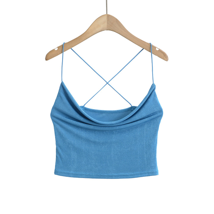 Dame Crop-top med elegant omslagseffekt og åndbare stropper Stilla