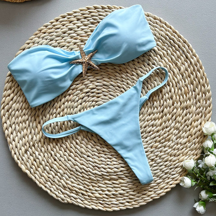 Dame Bikiniset med elegant sløjfedesign og pyntet brystområde Stilla