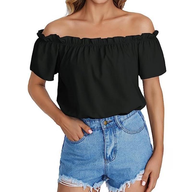 Dame Off-Shoulder Overdel med elastisk kant Stilla