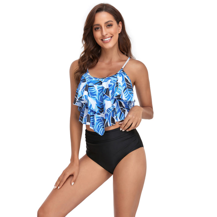 Dame Tankini med voluminøst ruffles top og højtaljede shorts Stilla