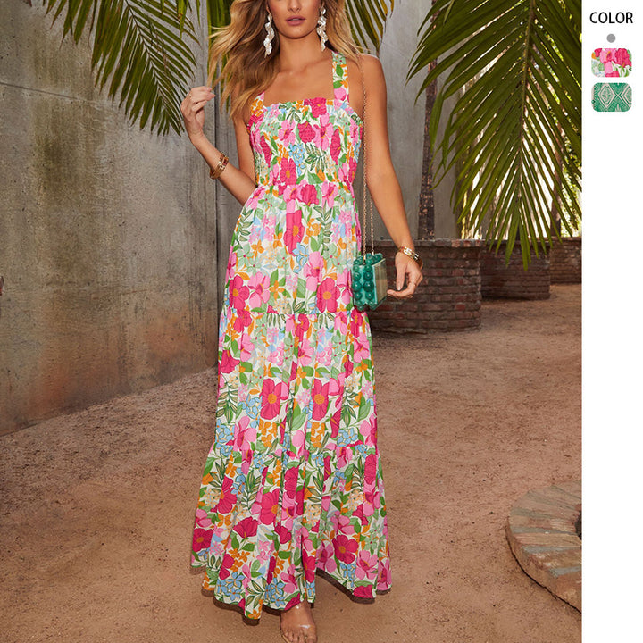 Kvinders Maxi Kjole med Blomstermønster og Off-the-Shoulder Design Stilla