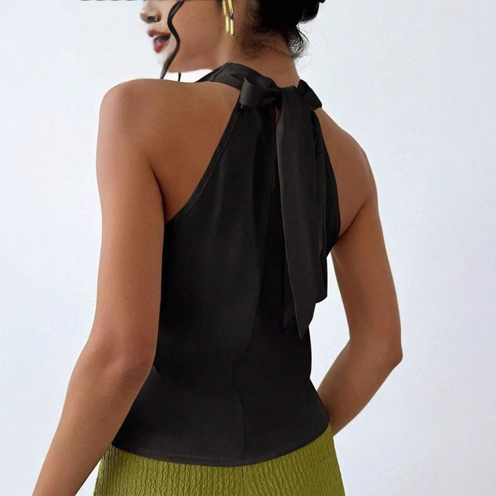 Dame Elegant satin top med smart vandfald udskæring Skovae