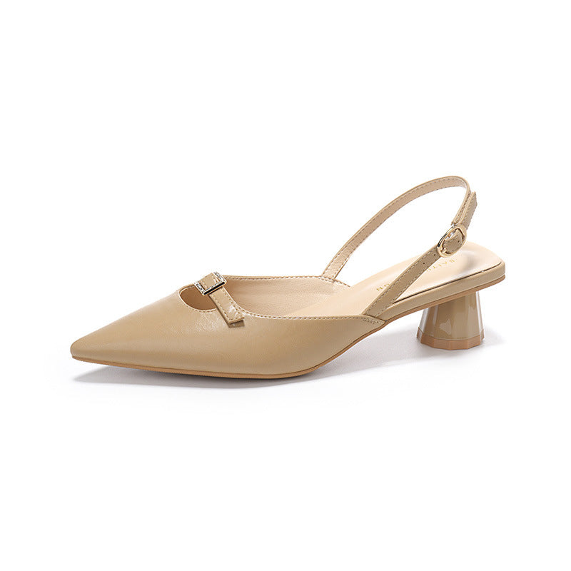 Dame Slingback Spids tå Hæle med Chunky Blokhæle og dekorativt Spændedetalje Stilla