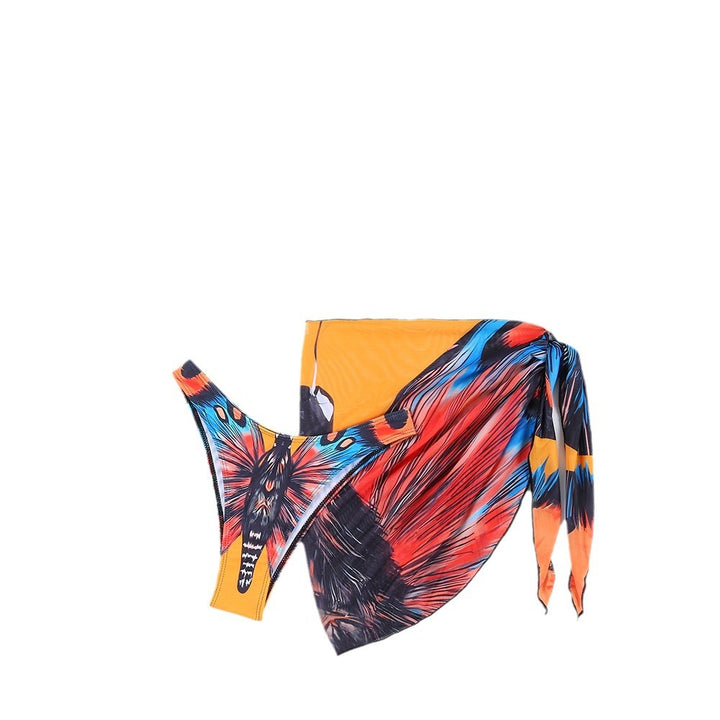 Dame triangel bikini sæt med moderne indpakningsskørt og livligt design Stilla