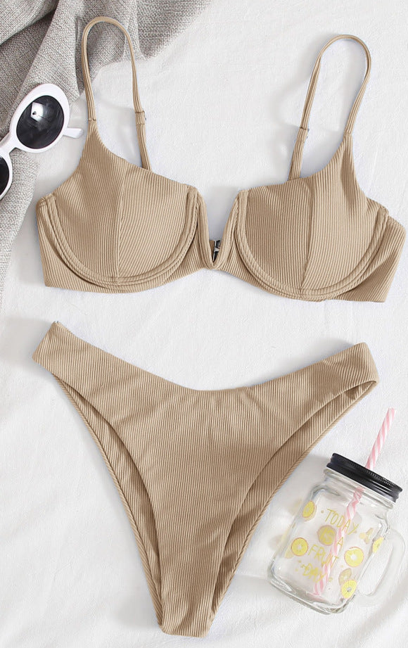 Dame Push-Up Bikini-Sæt med elegant rib-design Skovae