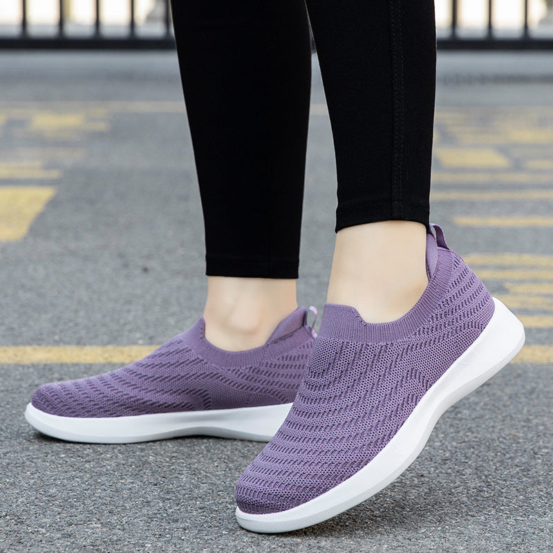 Dame nan Finstrik-Ballerina-Sneaker med elastisk indgang, polstret komfortfodbed og fleksibel let sål Skovae