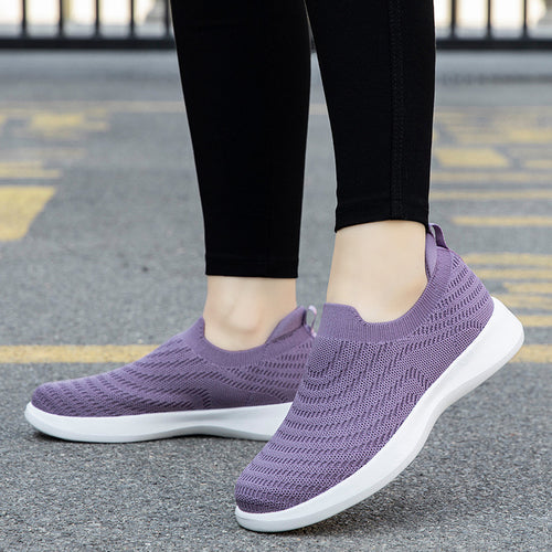 Dame nan Finstrik-Ballerina-Sneaker med elastisk indgang, polstret komfortfodbed og fleksibel let sål Skovae