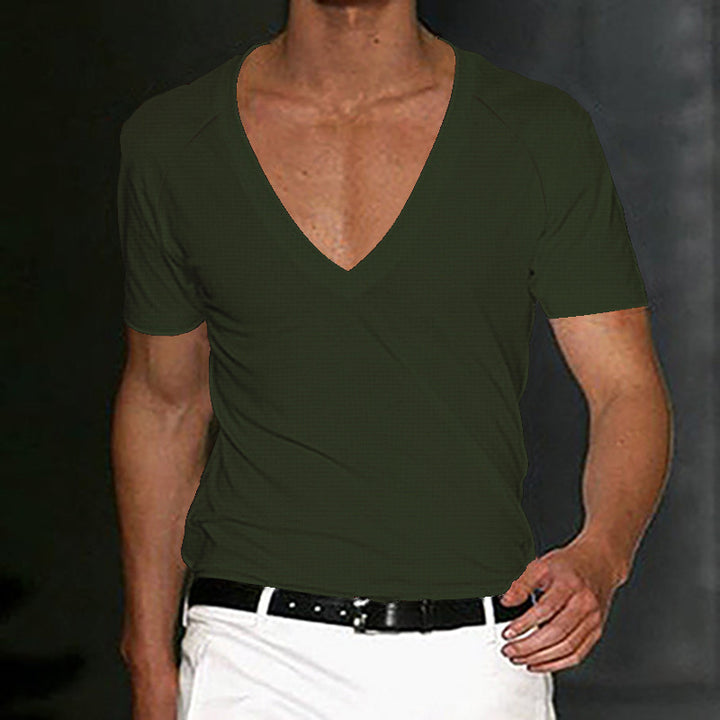 Herrer moderne V-hals T-shirt med åndbare egenskaber Stilla