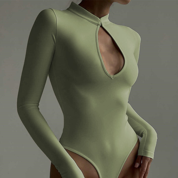 Dame styling bodysuit med dyb V-udskæring og lange ærmer Stilla