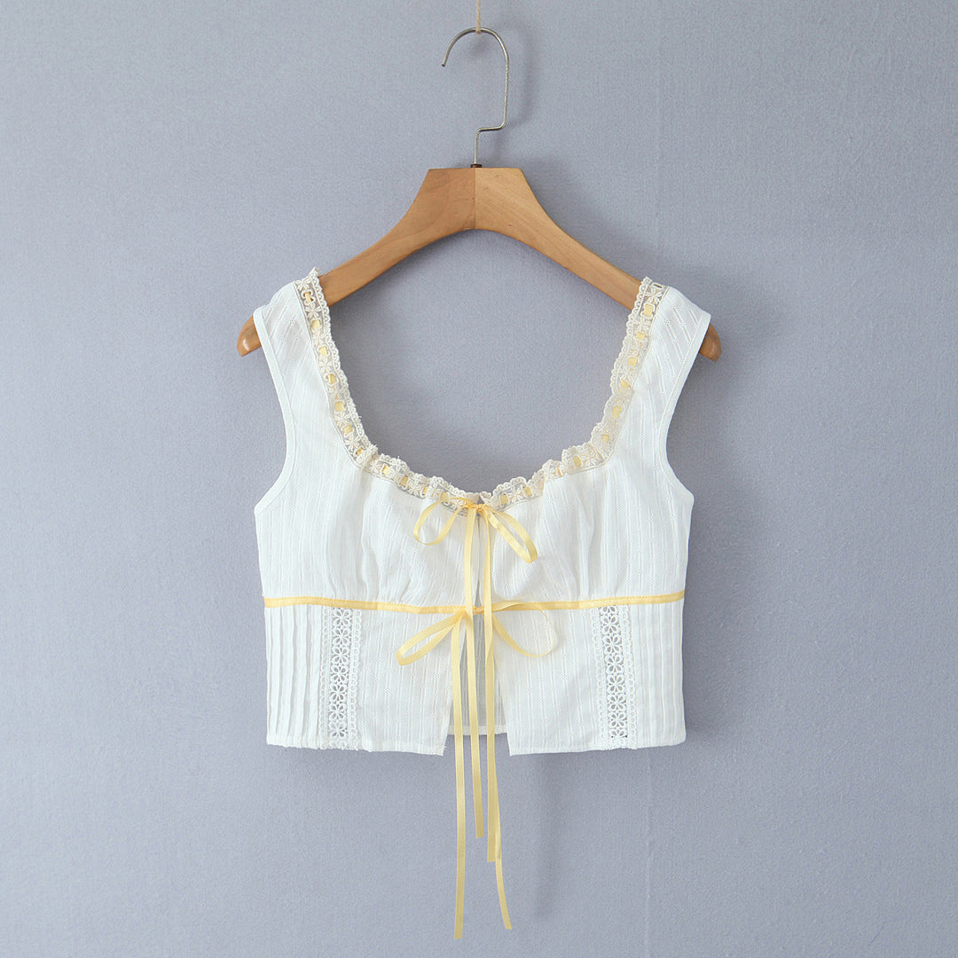 Dame Crop-top med fine blonde accenter og justerbar talje snor Stilla