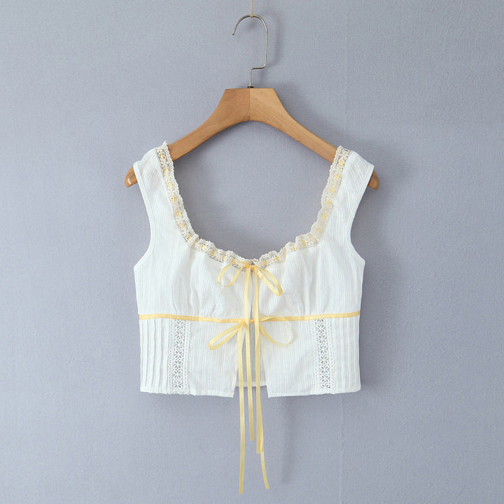 Dame Crop-top med fine blonde accenter og justerbar talje snor Stilla