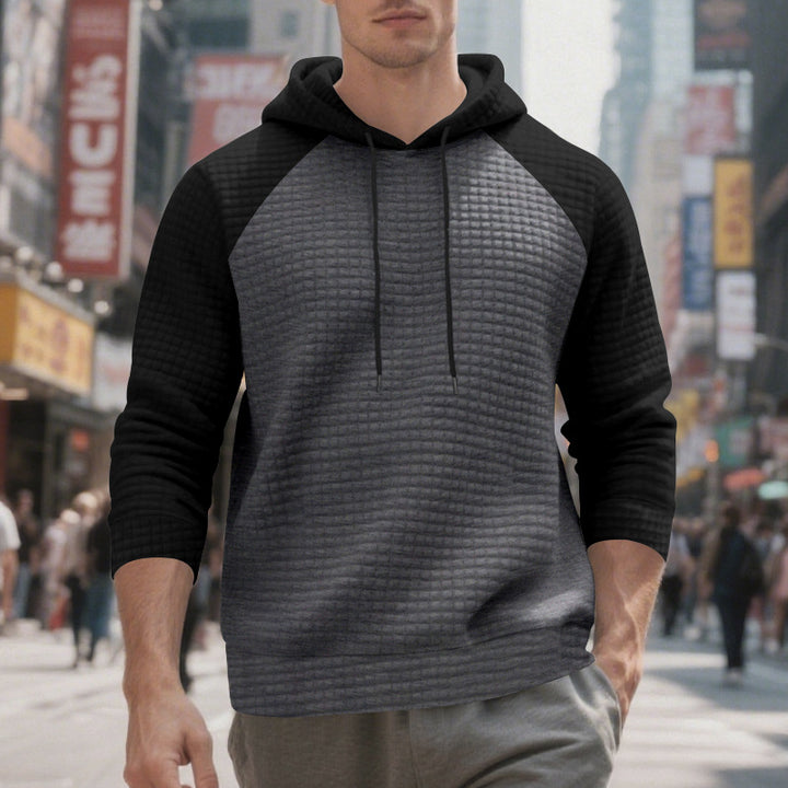 Herre nan quilted hoodie med raglanærmer og snoretræk Skovae