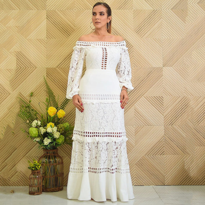 Dame Elegant Maxikjole med romantiske blonder og raffineret design Stilla
