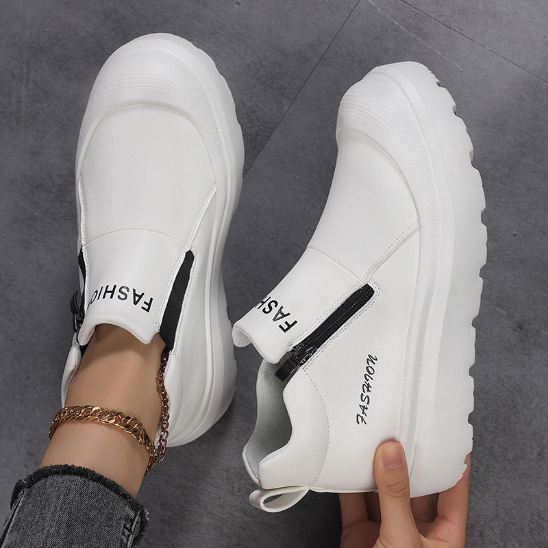 Dame nan Plateau-Sneaker med sidelås, polstret komfort fodseng og profileret sålprofil Skovae
