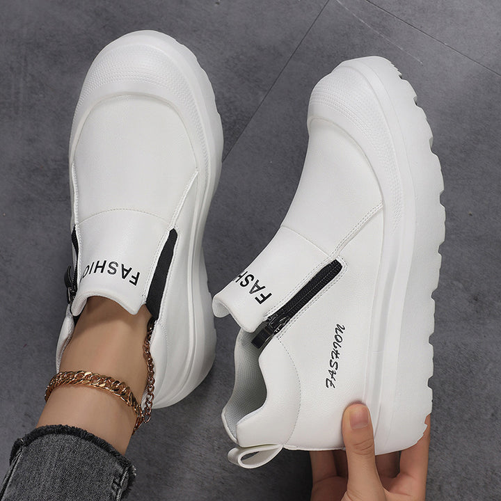 Dame nan Plateau-Sneaker med sidelås, polstret komfort fodseng og profileret sålprofil Skovae