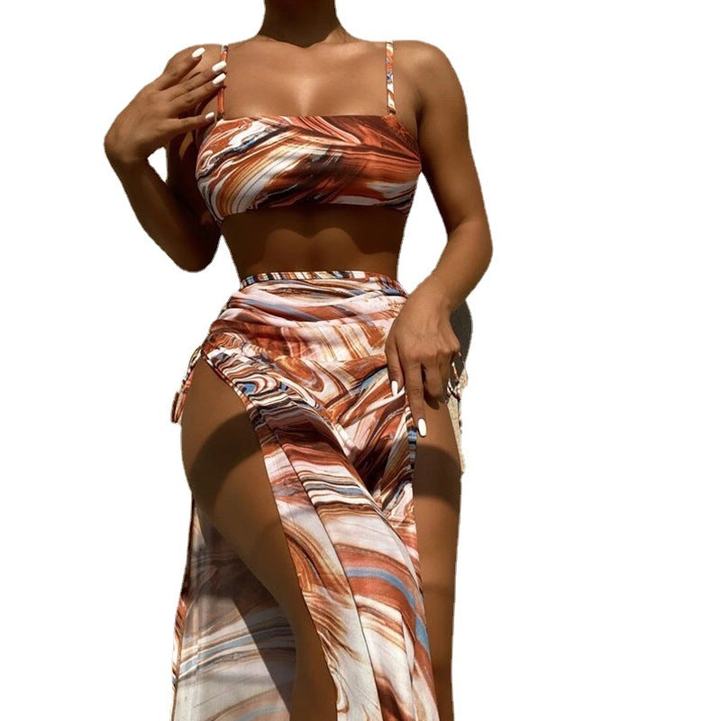 Dame Bikini Sæt med asymmetrisk design og justerbart omslagsskjørt Stilla