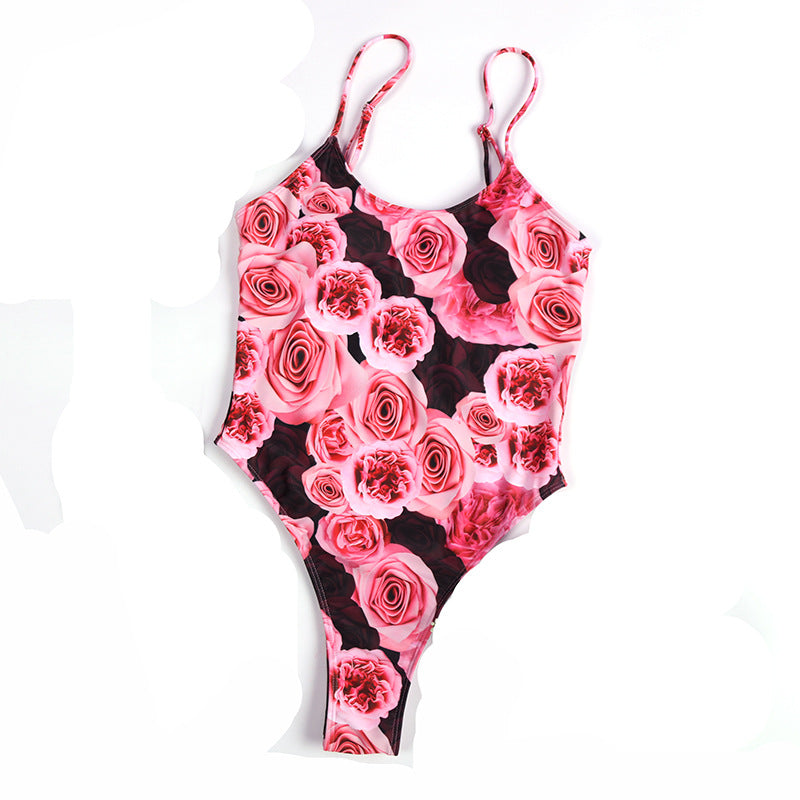 Dame ét stykke badedragt med blomstret design og justerbare stropper Stilla