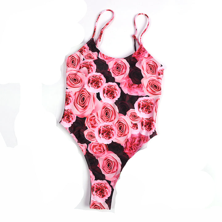 Dame ét stykke badedragt med blomstret design og justerbare stropper Stilla